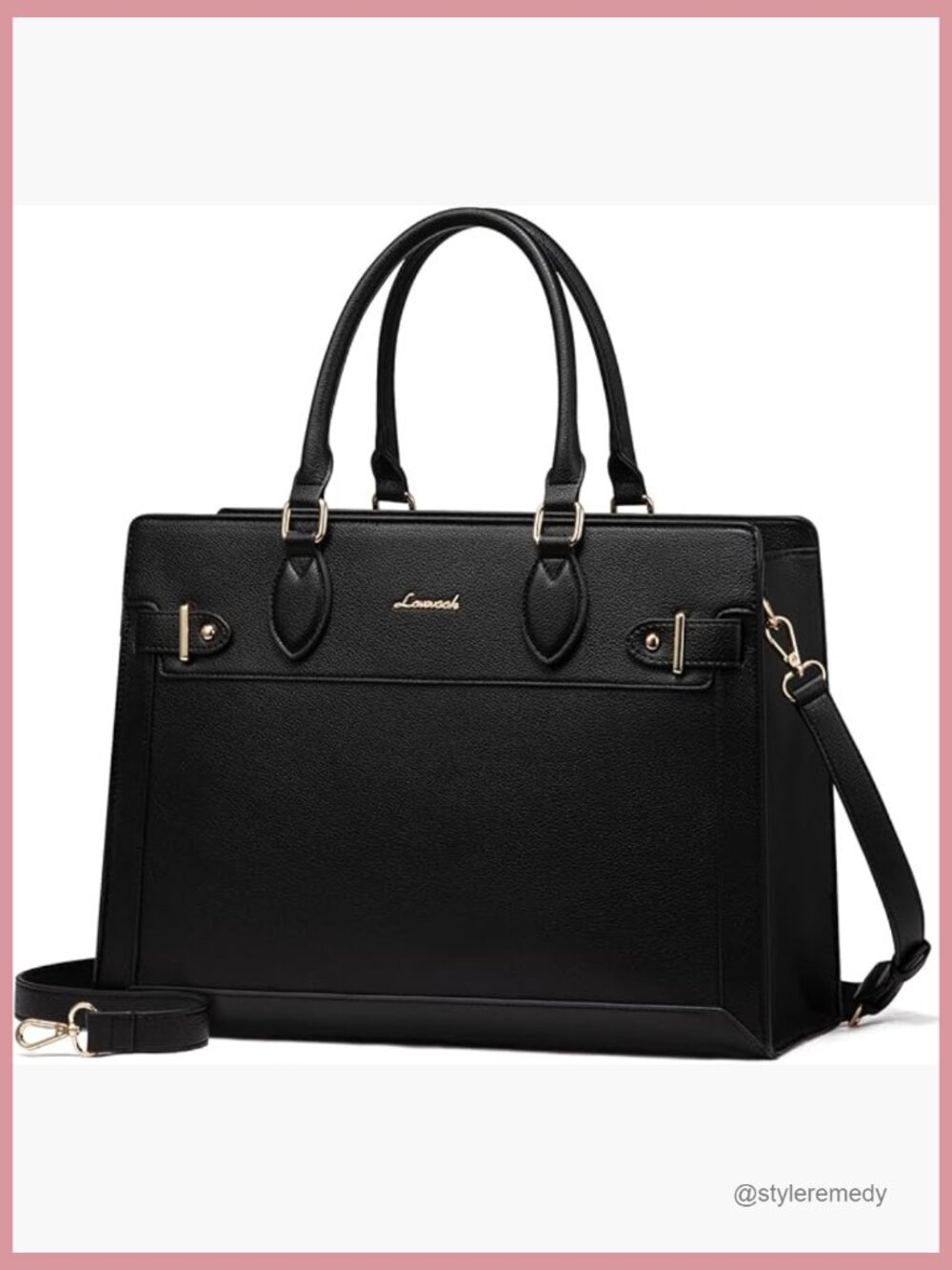 15.6" PU Leather Laptop Tote Bag for Women Work Teacher Shoulder Bag